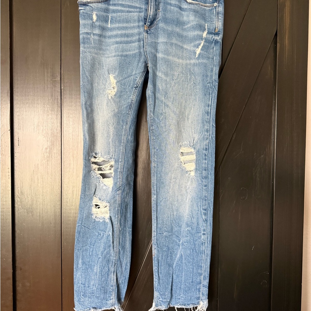 Zara Light Blue Distressed Skinny Jeans